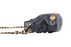 CHANEL BUCKET MATELASSE CHARM BLACK HDW GOLD