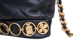 CHANEL BUCKET MATELASSE CHARM BLACK HDW GOLD