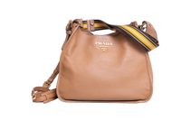 PRADA PHENIX ZIPPERED MESSENGER VITELLO CARAMEL