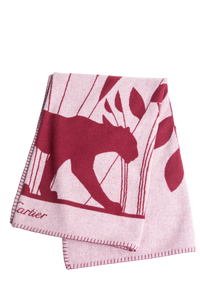 CARTIER BLANKET PANTHERE DE CARTIER MERINO WOOL AND CASHMERE BURGUNDY