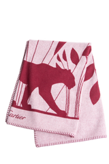 CARTIER BLANKET PANTHERE DE CARTIER MERINO WOOL AND CASHMERE BURGUNDY