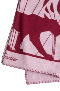 CARTIER BLANKET PANTHERE DE CARTIER MERINO WOOL AND CASHMERE BURGUNDY