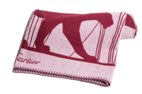 CARTIER BLANKET PANTHERE DE CARTIER MERINO WOOL AND CASHMERE BURGUNDY