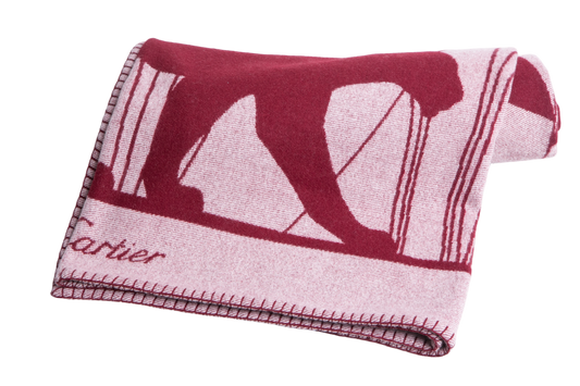 CARTIER BLANKET PANTHERE DE CARTIER MERINO WOOL AND CASHMERE BURGUNDY