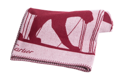 CARTIER BLANKET PANTHERE DE CARTIER MERINO WOOL AND CASHMERE BURGUNDY