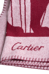 CARTIER BLANKET PANTHERE DE CARTIER MERINO WOOL AND CASHMERE BURGUNDY