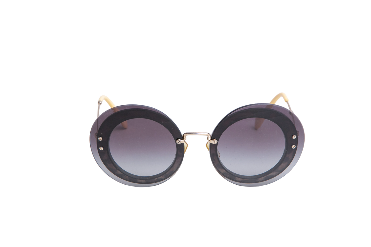 MIU MIU ROUND METAL GOLD TONE/GREY GRADIENT