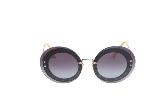 MIU MIU ROUND METAL GOLD TONE/GREY GRADIENT