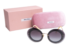 MIU MIU ROUND METAL GOLD TONE/GREY GRADIENT