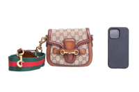 GUCCI LADY WEB SMALL GG CANVAS BEIGE AND BROWN