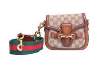 GUCCI LADY WEB SMALL GG CANVAS BEIGE AND BROWN