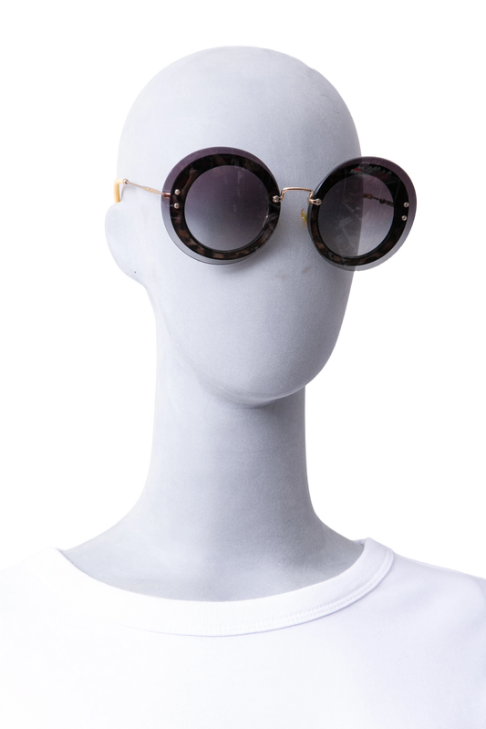 MIU MIU ROUND METAL GOLD TONE/GREY GRADIENT