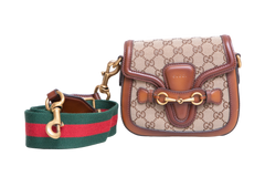 GUCCI LADY WEB SMALL GG CANVAS BEIGE AND BROWN