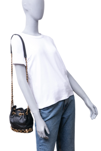 CHANEL BUCKET MATELASSE CHARM BLACK HDW GOLD