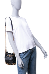 CHANEL BUCKET MATELASSE CHARM BLACK HDW GOLD