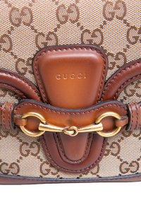 GUCCI LADY WEB SMALL GG CANVAS BEIGE AND BROWN