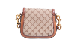 GUCCI LADY WEB SMALL GG CANVAS BEIGE AND BROWN