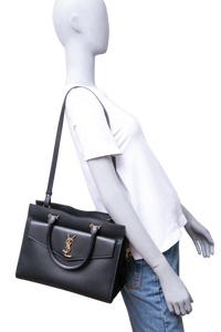 YSL UPTOWN MEDIUM TOTE LEATHER BLACK
