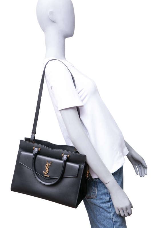 YSL UPTOWN MEDIUM TOTE LEATHER BLACK
