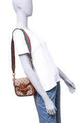 GUCCI LADY WEB SMALL GG CANVAS BEIGE AND BROWN