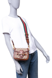 GUCCI LADY WEB SMALL GG CANVAS BEIGE AND BROWN