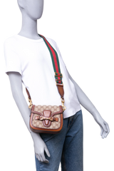 GUCCI LADY WEB SMALL GG CANVAS BEIGE AND BROWN