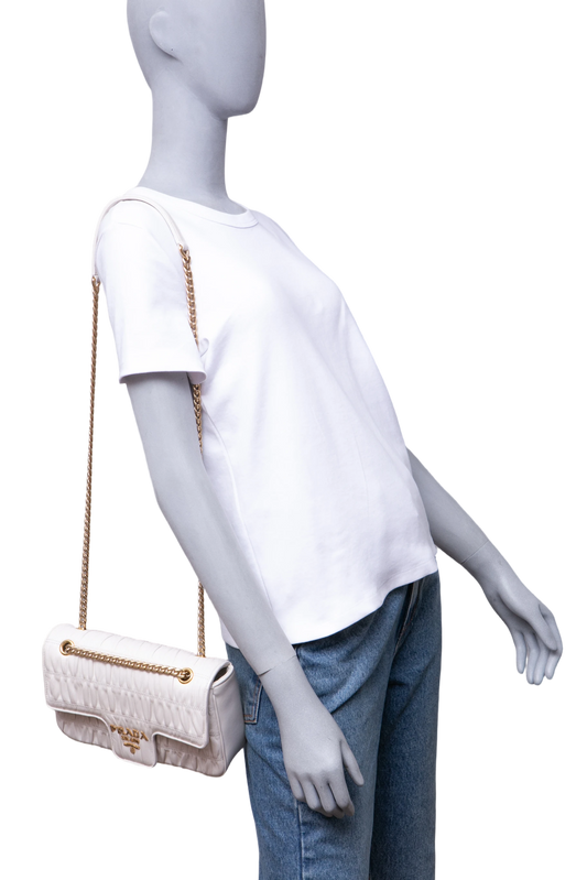 PRADA GAUFRE CROSSBODY NAPPA OFF WHITE