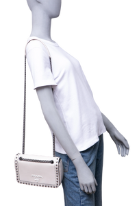 PRADA STUDDED GLACE CALFSKIN WHITE