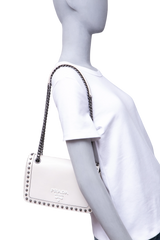 PRADA STUDDED GLACE CALFSKIN WHITE