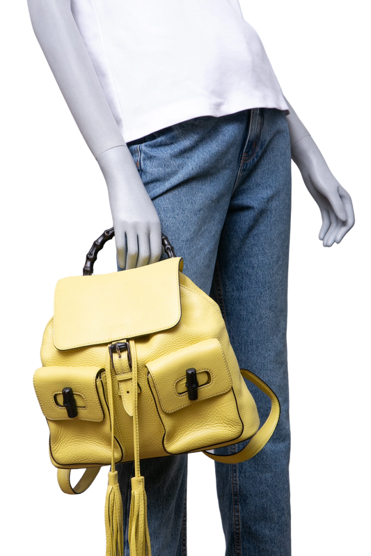 GUCCI BACKPACK BAMBOO DAILY TASSEL YELLOW