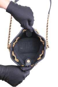 CHANEL BUCKET MATELASSE CHARM BLACK HDW GOLD