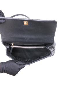 CHANEL COCO MEDIUM CAVIAR TOP HANDLE LIZARD BLACK 2019