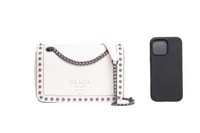 PRADA STUDDED GLACE CALFSKIN WHITE