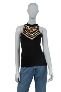 ROBERTO CAVALLI TANK TOP BLACK & ANIMAL PRINT