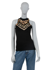 ROBERTO CAVALLI TANK TOP BLACK & ANIMAL PRINT