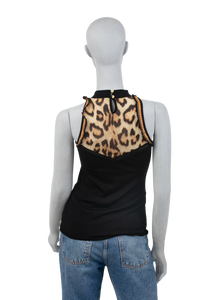 ROBERTO CAVALLI TANK TOP BLACK & ANIMAL PRINT