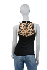 ROBERTO CAVALLI TANK TOP BLACK & ANIMAL PRINT