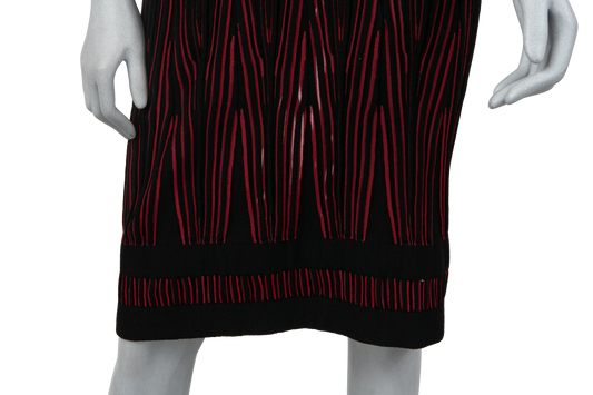 ALAIA DRESS WOOD BLACK AND RED