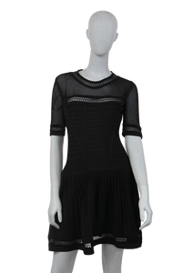 HERVE LEGER DRESS RAYON MANGA CURTA BLACK