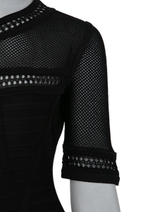 HERVE LEGER DRESS RAYON MANGA CURTA BLACK