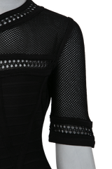 HERVE LEGER DRESS RAYON MANGA CURTA BLACK