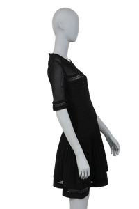 HERVE LEGER DRESS RAYON MANGA CURTA BLACK