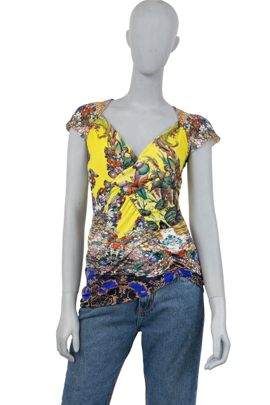 ROBERTO CAVALLI GREEN FLOWER T-SHIRT