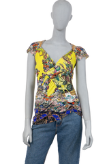 ROBERTO CAVALLI GREEN FLOWER T-SHIRT