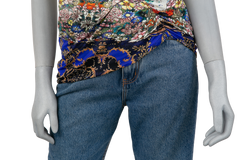ROBERTO CAVALLI GREEN FLOWER T-SHIRT