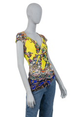 ROBERTO CAVALLI GREEN FLOWER T-SHIRT