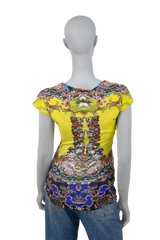 ROBERTO CAVALLI GREEN FLOWER T-SHIRT