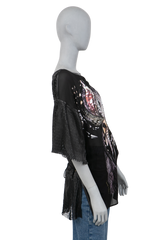 ROBERTO CAVALLI LEATHER T-SHIRT BLACK
