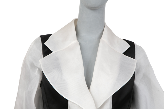 DIOR BLAZER COLLAR SILK BLACK AND WHITE