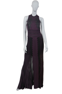 ROBERTO CAVALLI DRESS LONG PURPLE & BLACK